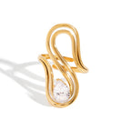 Gold ring with a diamond on a white background
