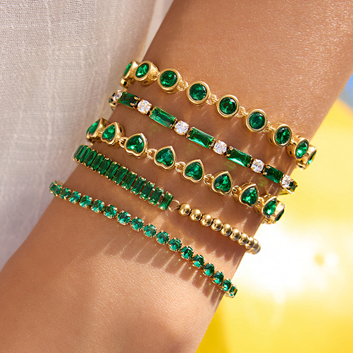 Round green gemstone bracelet from California Collection