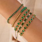 Bezel-set emerald bracelet in 18k gold fill
