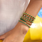 18K gold-filled bracelet with green stones