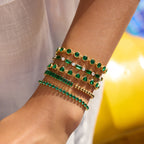 Green gemstone tennis bracelet in S925 silver