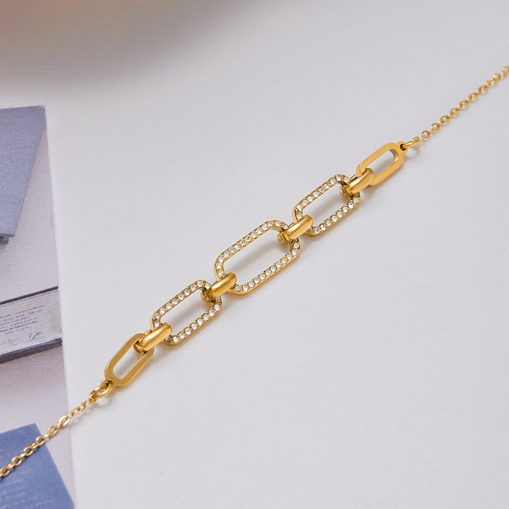 Close-up of gold-filled women's bracelet on display