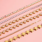 Elegant gift bracelet with pink heart-cut stones