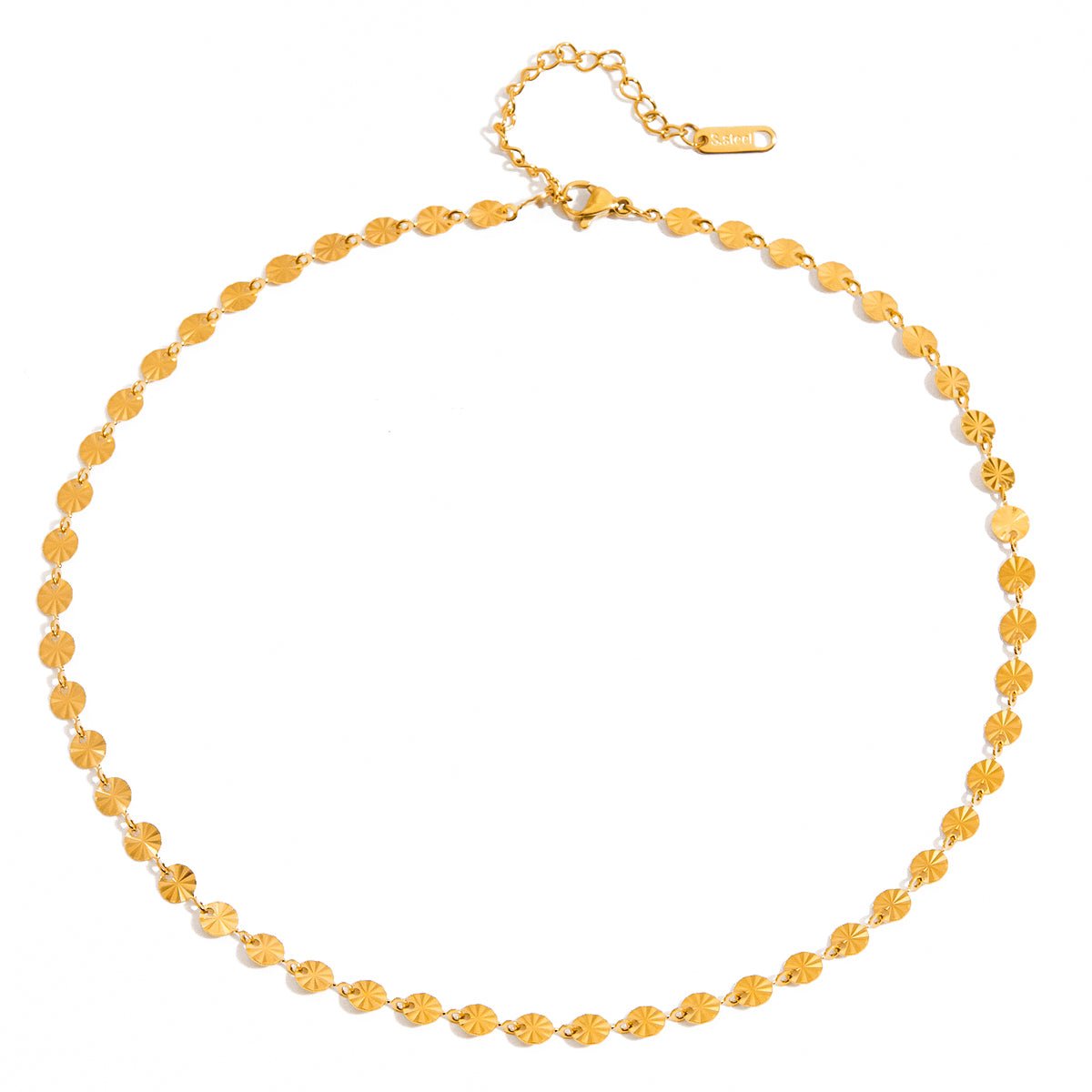 Gold necklace on a white background