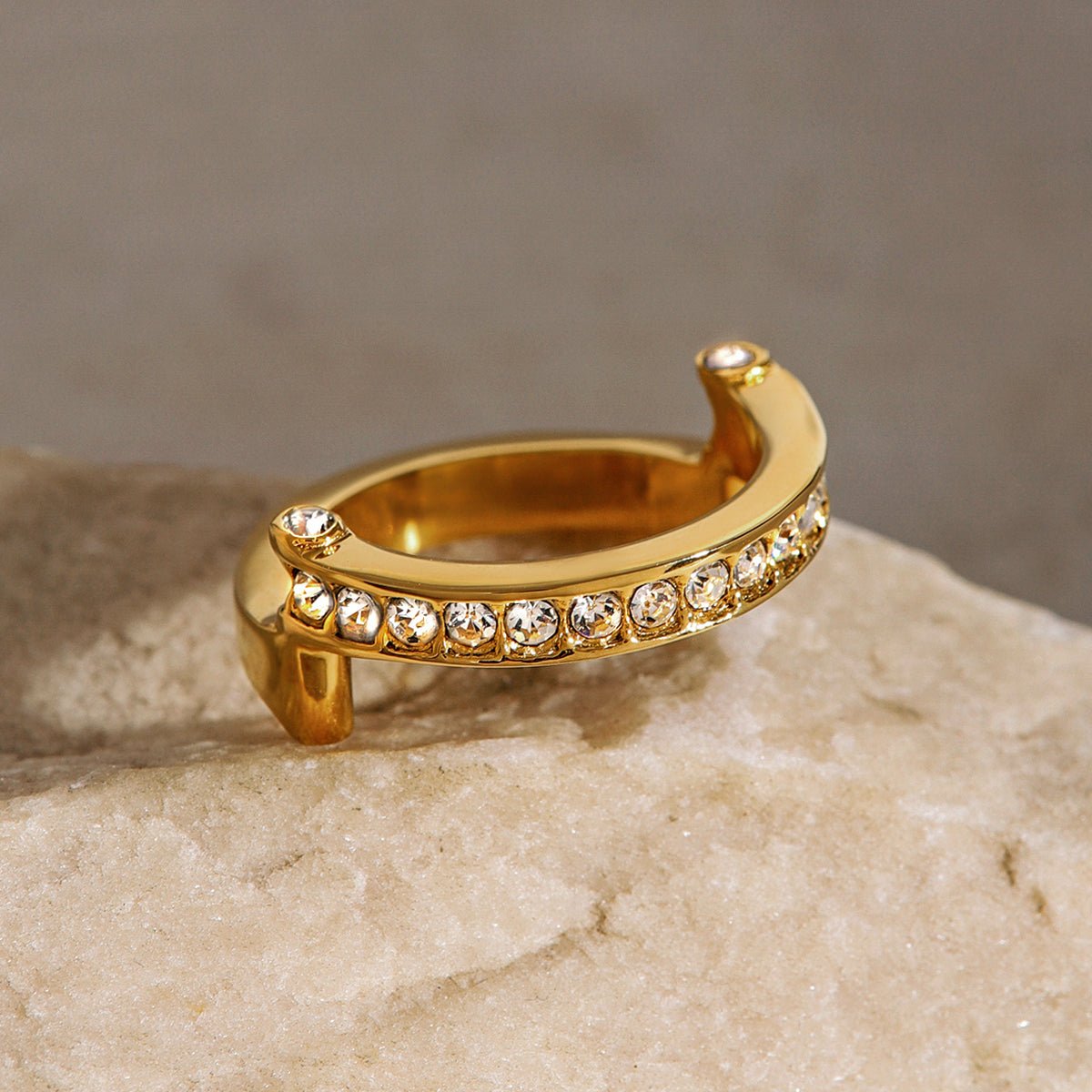 Adjustable open band ring in gold