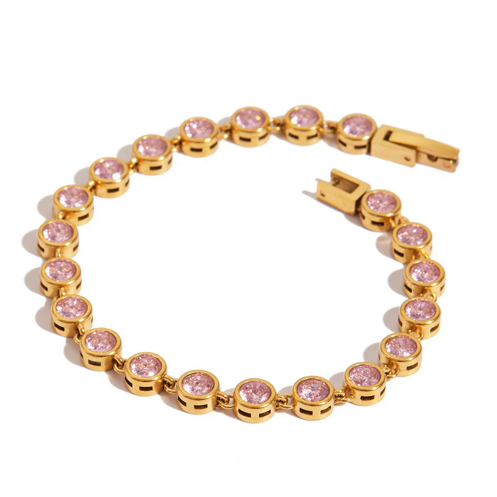 Gold-filled bracelet with round blush gemstones