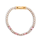 Pink baguette and white round gemstone bracelet