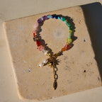 Adjustable charm bracelet with rainbow stones

