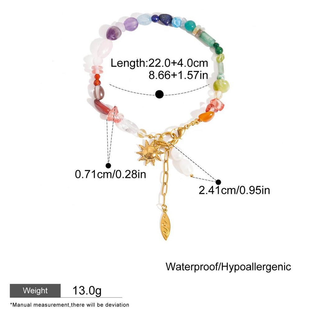 Boho-style bracelet with freshwater pearls and gems

