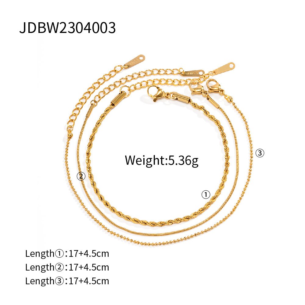 Elegant gold chain bracelet trio in 18K vermeil