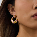 18K Gold Vermeil Hoop Earrings with Amethyst Zircon Stones – Dubai Collection - Yadman Emarati
