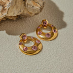 18K Gold Vermeil Hoop Earrings with Amethyst Zircon Stones – Dubai Collection - Yadman Emarati
