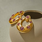 18K Gold Vermeil Hoop Earrings with Amethyst Zircon Stones – Dubai Collection - Yadman Emarati