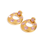 18K Gold Vermeil Hoop Earrings with Amethyst Zircon Stones – Dubai Collection - Yadman Emarati