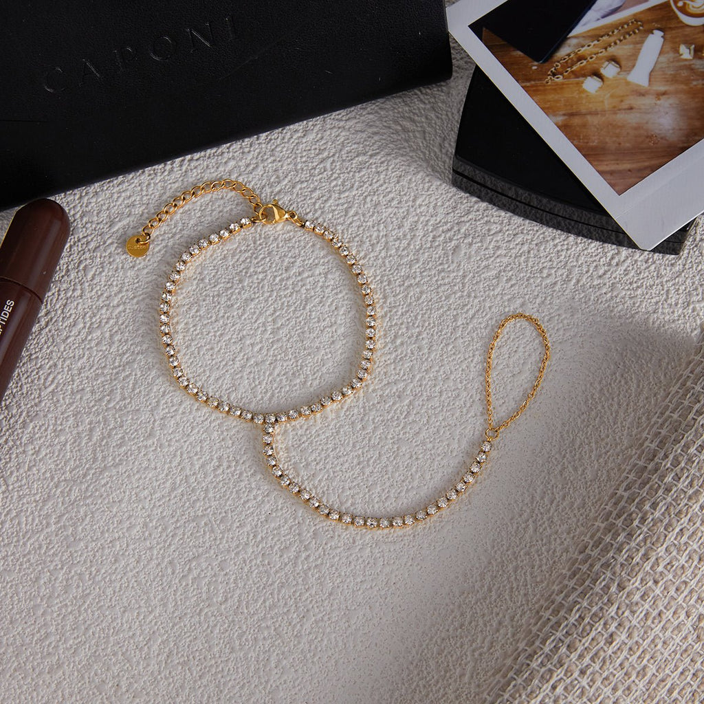 18K Gold Vermeil Zircon Hand Chain Bracelet – Dubai Collection - Yadman Emarati