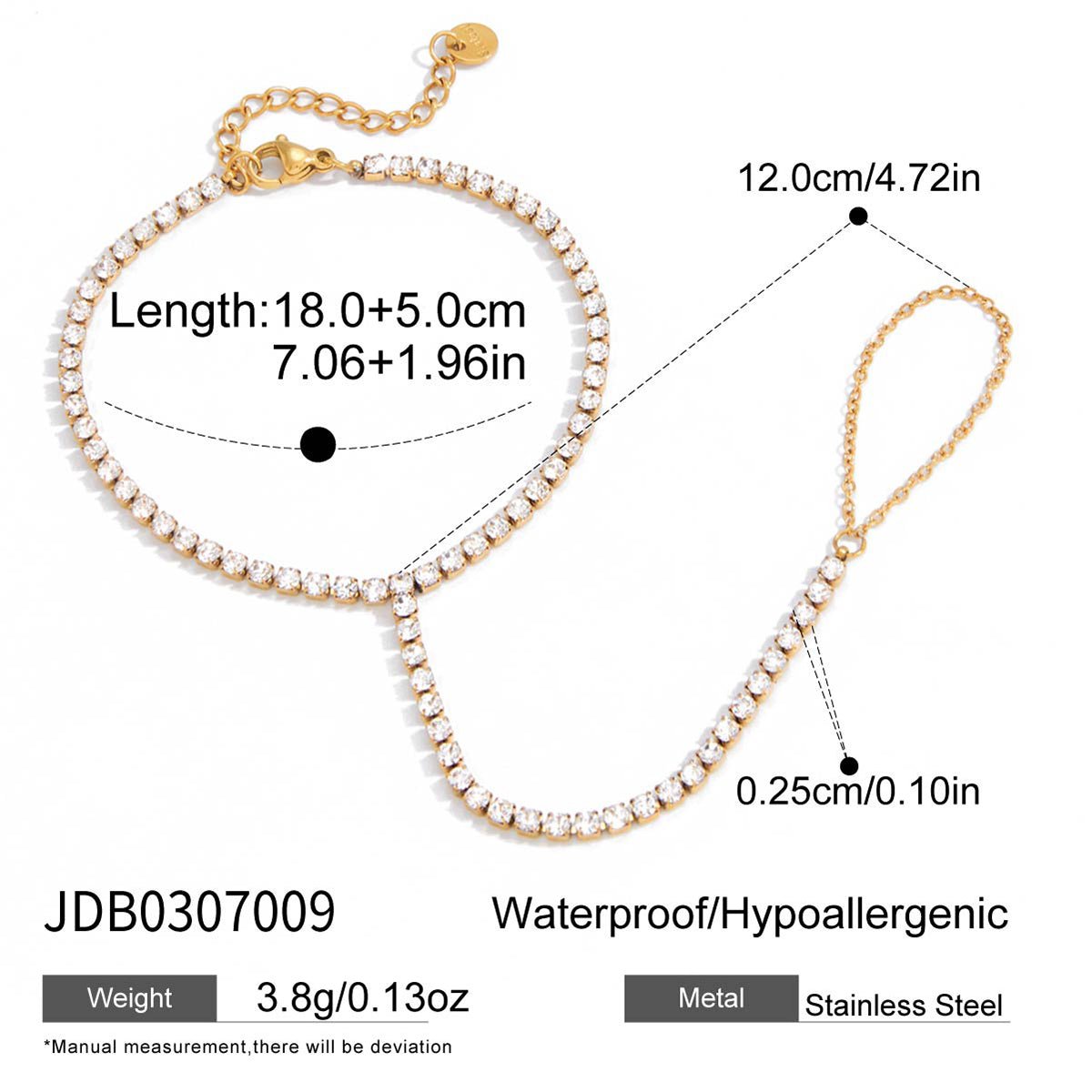 18K Gold Vermeil Zircon Hand Chain Bracelet – Dubai Collection - Yadman Emarati