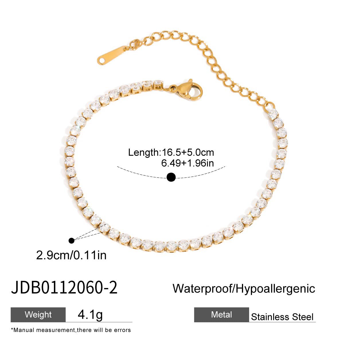 Gold bracelet with pearl-like beads on a white background