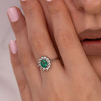 18K White Gold - Plated Natural Emerald Ring – The Zamrud Collection(Order to Make) - Yadman Emarati