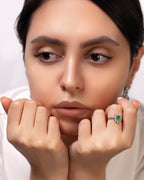 18K White Gold - Plated Natural Emerald Ring – The Zamrud Collection(Order to Make) - Yadman Emarati