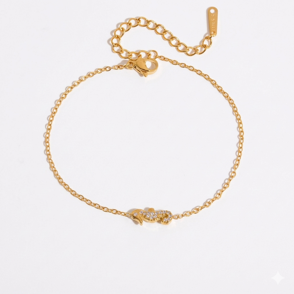 Coastal Tide Sea Creature Charm Bracelet - 18k Gold PVD Plated Stainless Steel & Waterproof
