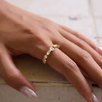 Waterproof Solvéra Crown gold ring featuring multi-shaped brilliant-cut stones.