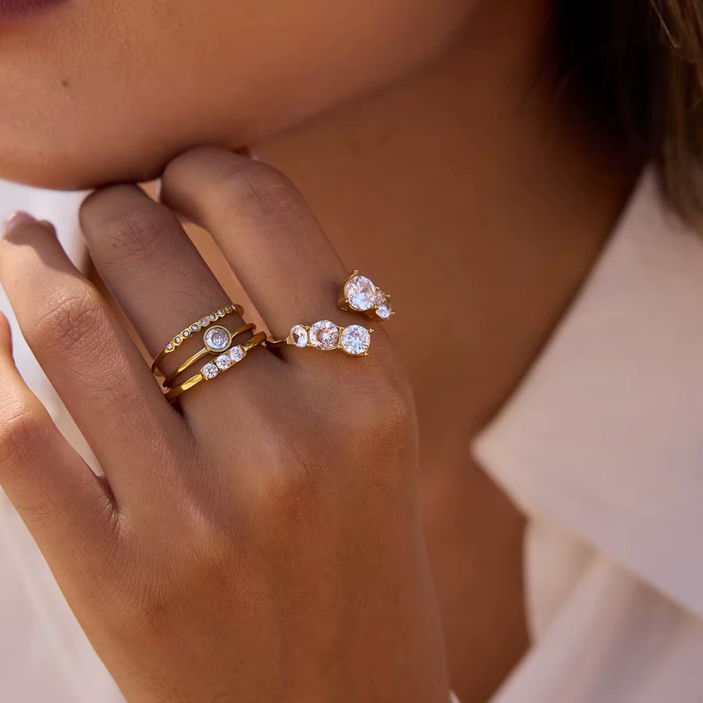 Hypoallergenic 18k gold plated stainless steel ring safe for sensitive skin.