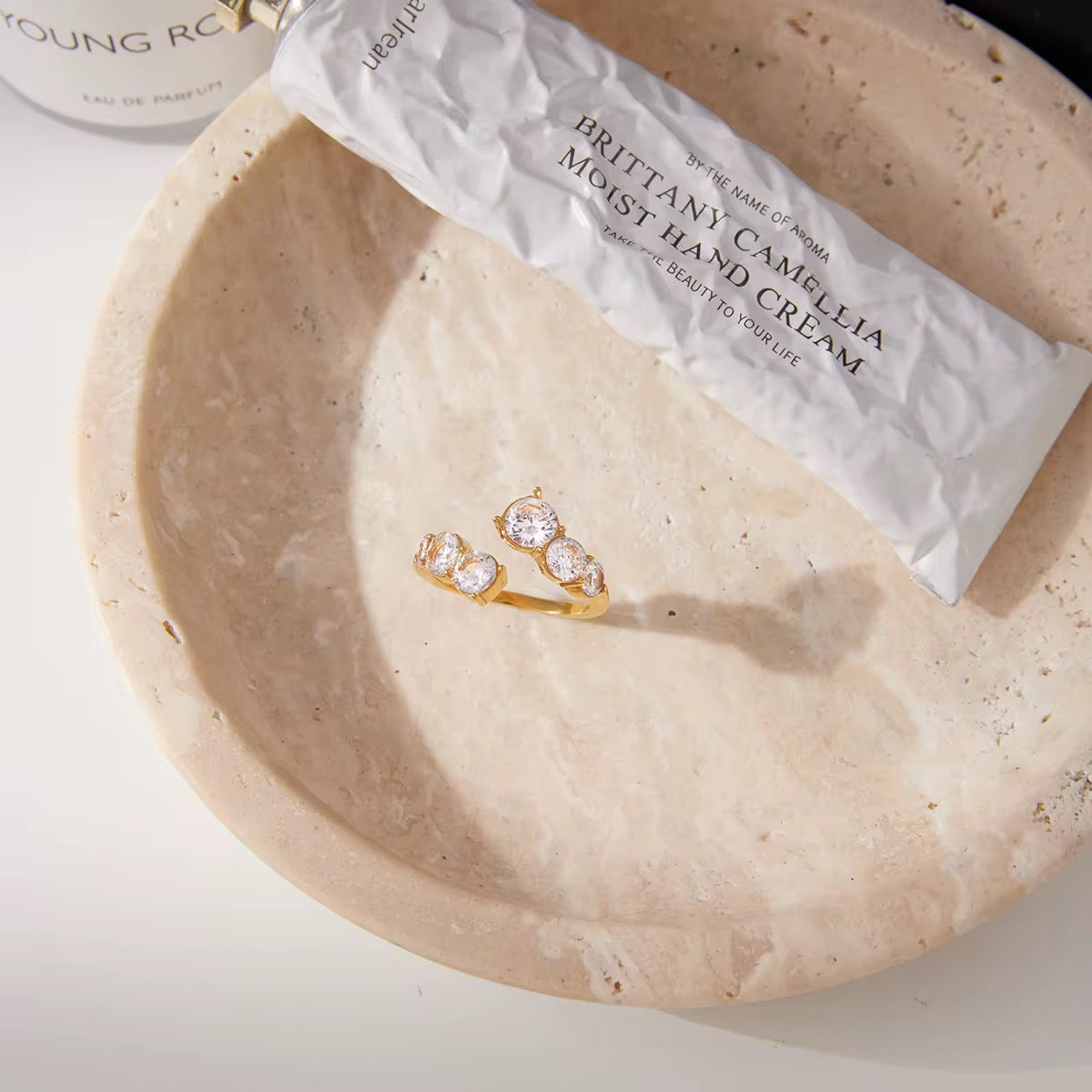 Tarnish-free ocean-proof The Duchess Open-Band ring for beach and vacation.
