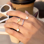 Lightweight 1.2g gold clover ring on white background with product ID JDR0312204.