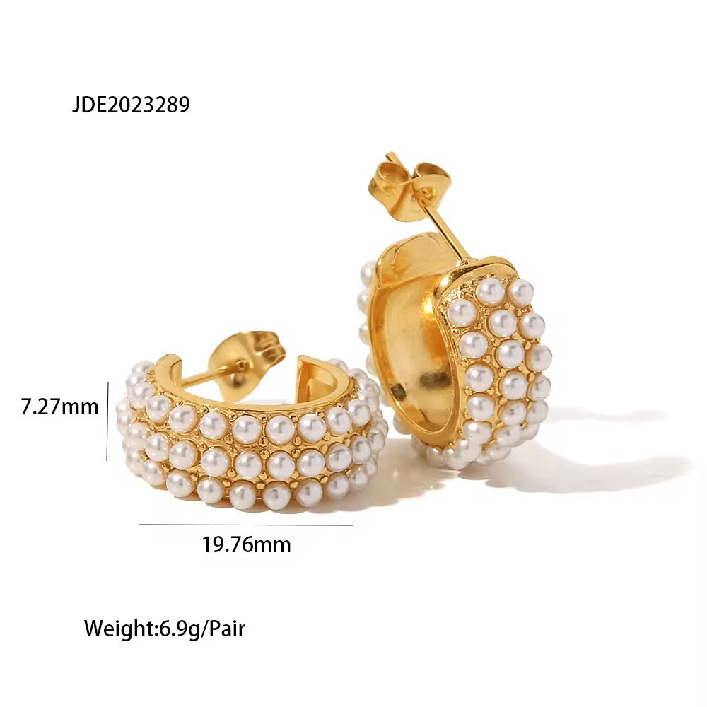 Sweat-proof chunky pearl earrings perfect for gym wear and daily luxury.