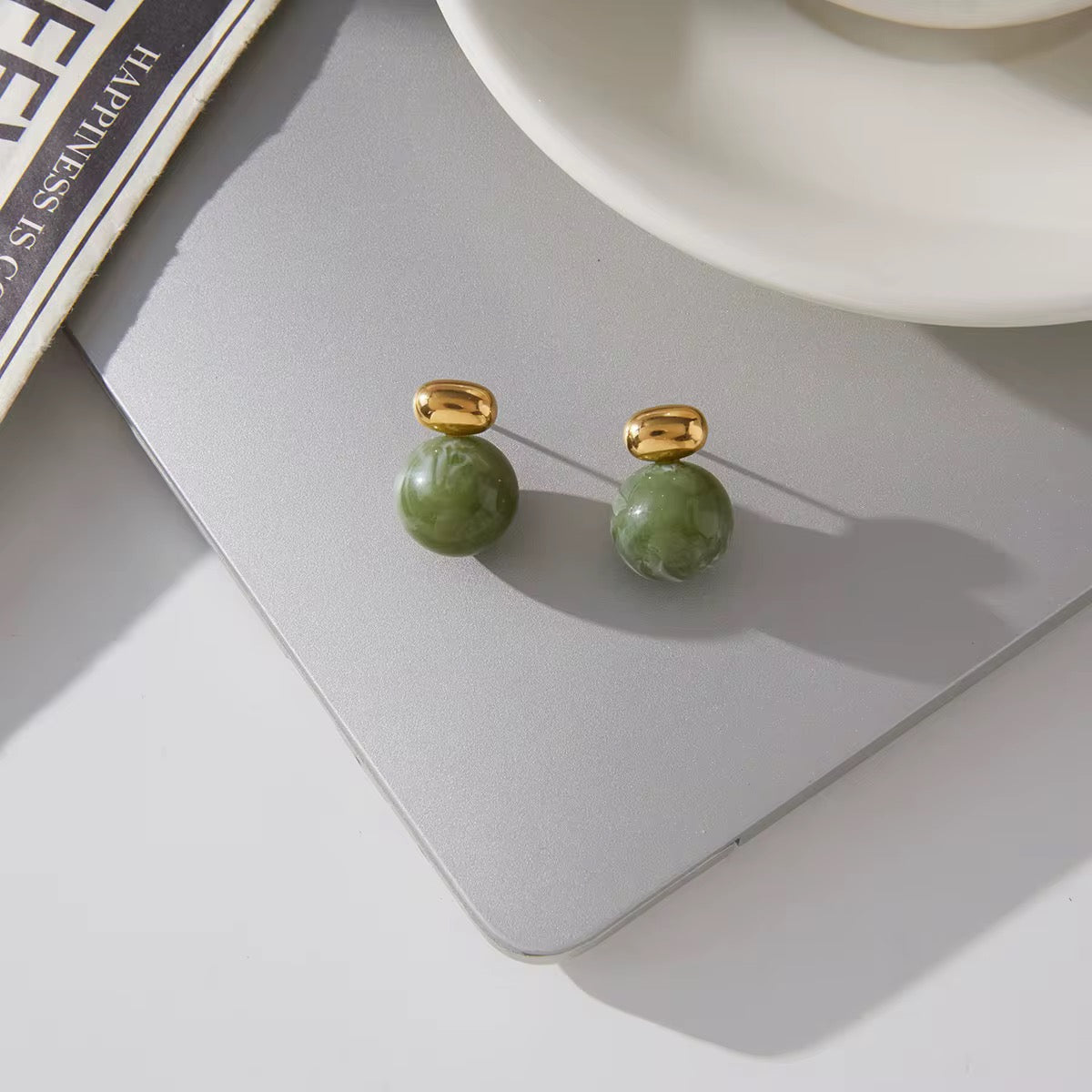 Hypoallergenic 18k gold plated stainless steel statement earrings for sensitive skin.