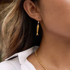 Hypoallergenic 18k gold plated stainless steel fish earrings for sensitive ears.