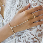 Hypoallergenic stainless steel The Tiara hand jewelry for sensitive skin and bridal wear.