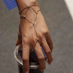 Waterproof Velvet & Stone ring bracelet with 0.42cm bezel-set CZ stones.