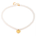 Technical drawing of The Pearl Strand showing 40cm length and 1.46cm heart pendant.
