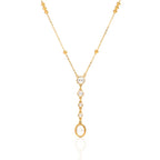Tarnish-free ocean-proof crystal lariat necklace safe for beach and vacation styles.