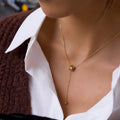 Waterproof gold floral lariat necklace with a 6.38cm drop for swimming and daily wear.