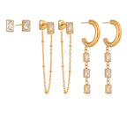 Technical drawing of the set showing 0.67cm studs, 4.55cm chain drops, and 4.71cm hoops.