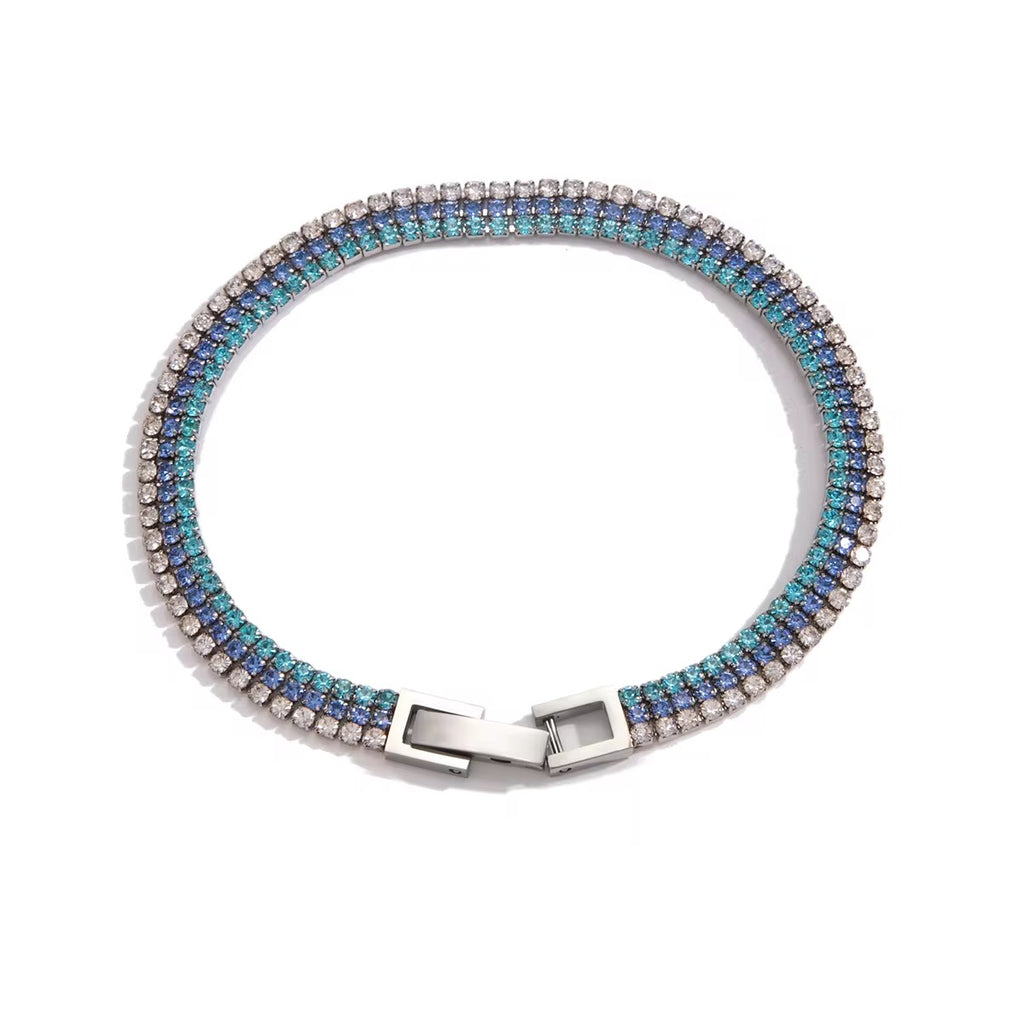 Technical drawing of Azure Ombré bracelet showing 16.5cm length and 0.48cm width.
