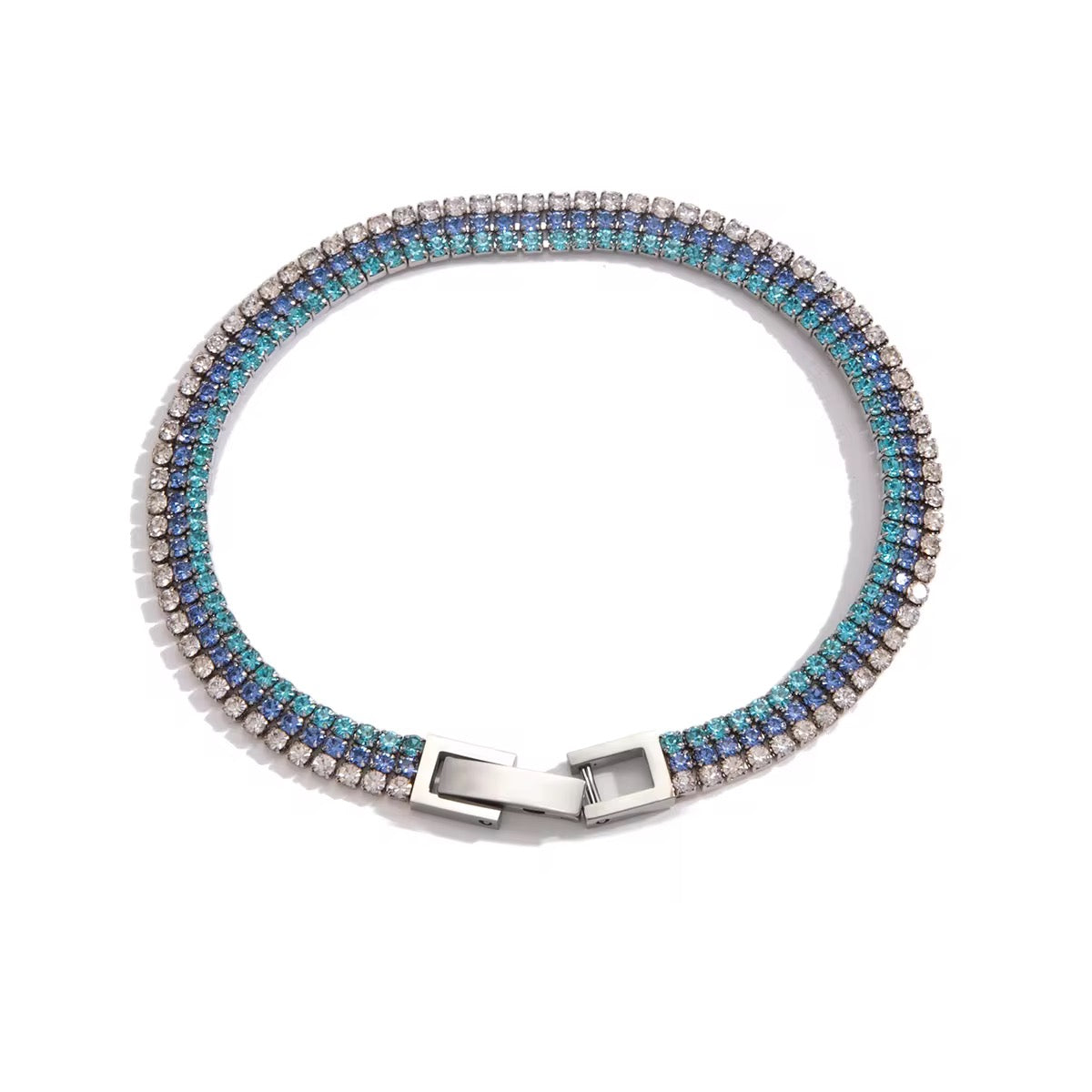 Technical drawing of Azure Ombré bracelet showing 16.5cm length and 0.48cm width.