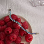 Azure Ombré tennis bracelet with clear and blue crystals in silver stainless steel.