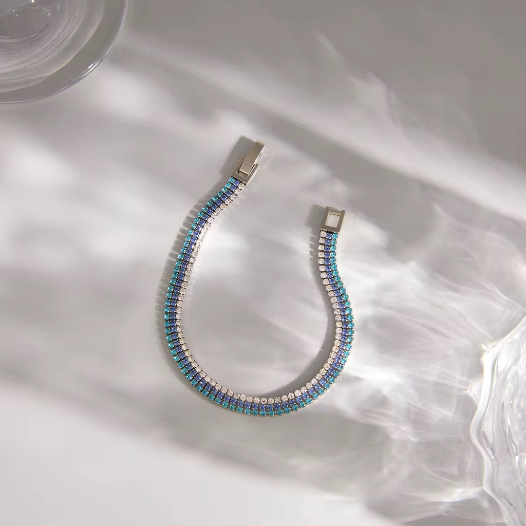 Tarnish-free ocean-proof Azure Ombré bracelet safe for salt water and beach wear.
