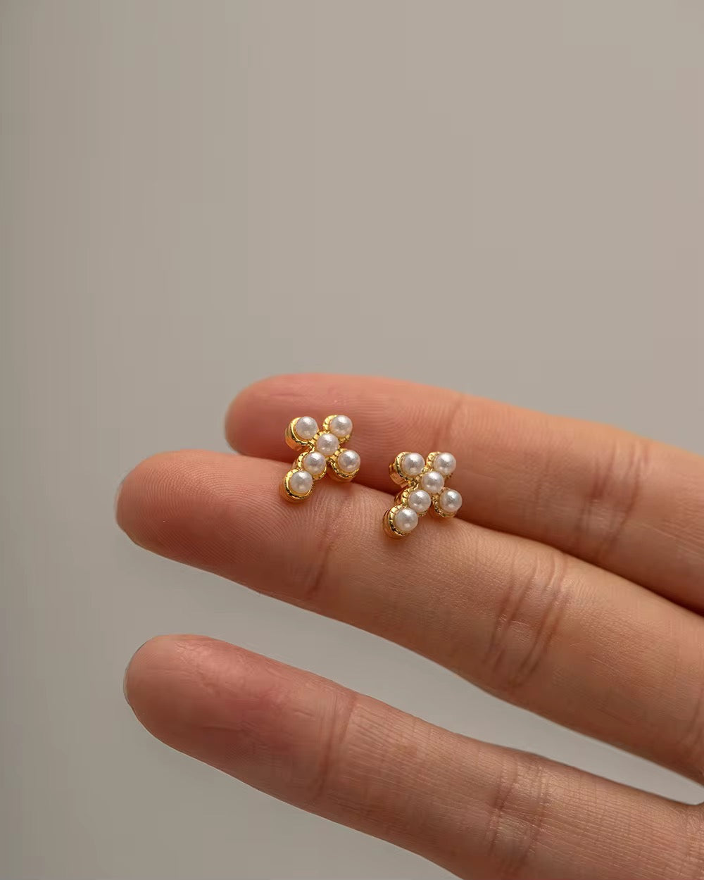 Tarnish-free ocean-proof Pearl Cross earrings safe for salt water and beach wear.