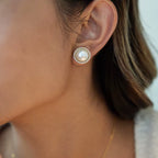 Waterproof gold pearl statement earrings for swimming and active lifestyles.