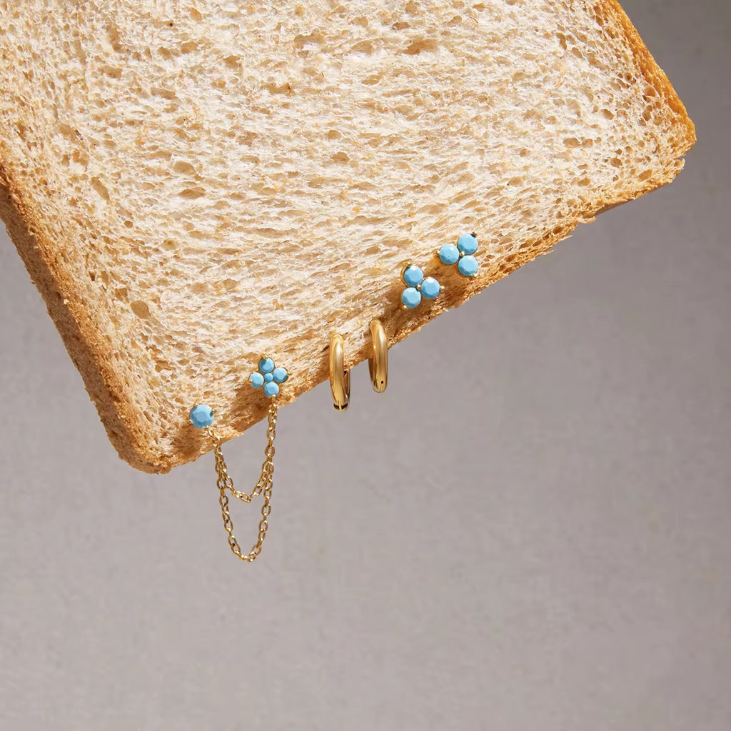 Hypoallergenic 18k gold plated stainless steel earrings for sensitive ears.