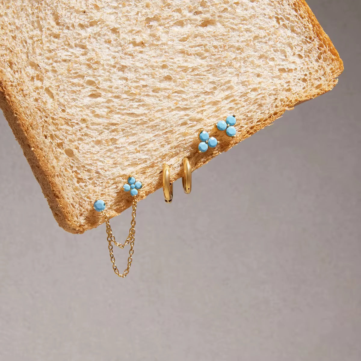 Hypoallergenic 18k gold plated stainless steel earrings for sensitive ears.