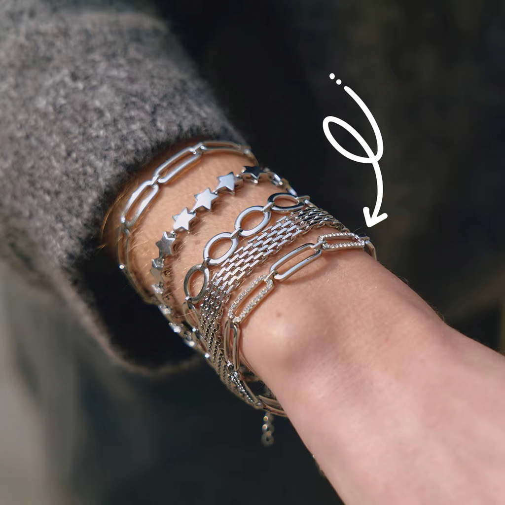 Tarnish-free ocean-proof crystal link bracelet designed for beach and vacation wear.