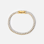 Hypoallergenic 18k gold plated classic crystal strand bracelet safe for sensitive skin types.