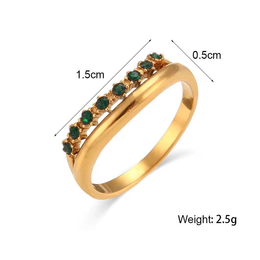 Tarnish-free 316L stainless steel double ring showing detailed zero point five centimeter width marking.