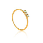 Tarnish-free 316L stainless steel ring showing three-stone opal design with high-shine polished finish.