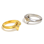 Tarnish-free silver North Star ring showing thick sculptural band on clean white background.